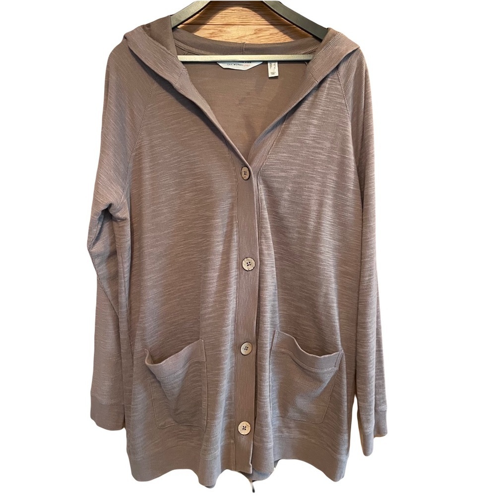 Isaac Mizrahi Live Bridgehampton brown button down knit cardigan size Large